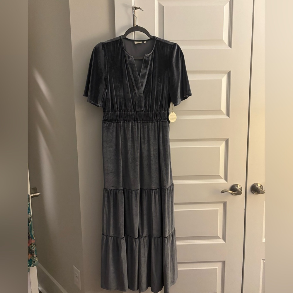 Spartina 449 Charcoal Velvet Maxi Dress